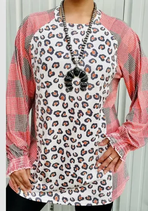 Annabelle Leopard Plaid Top