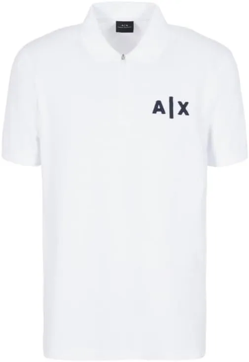 Armani Exchange Men's Regular Cotton Pique Classic Ax Logo Zip Polo