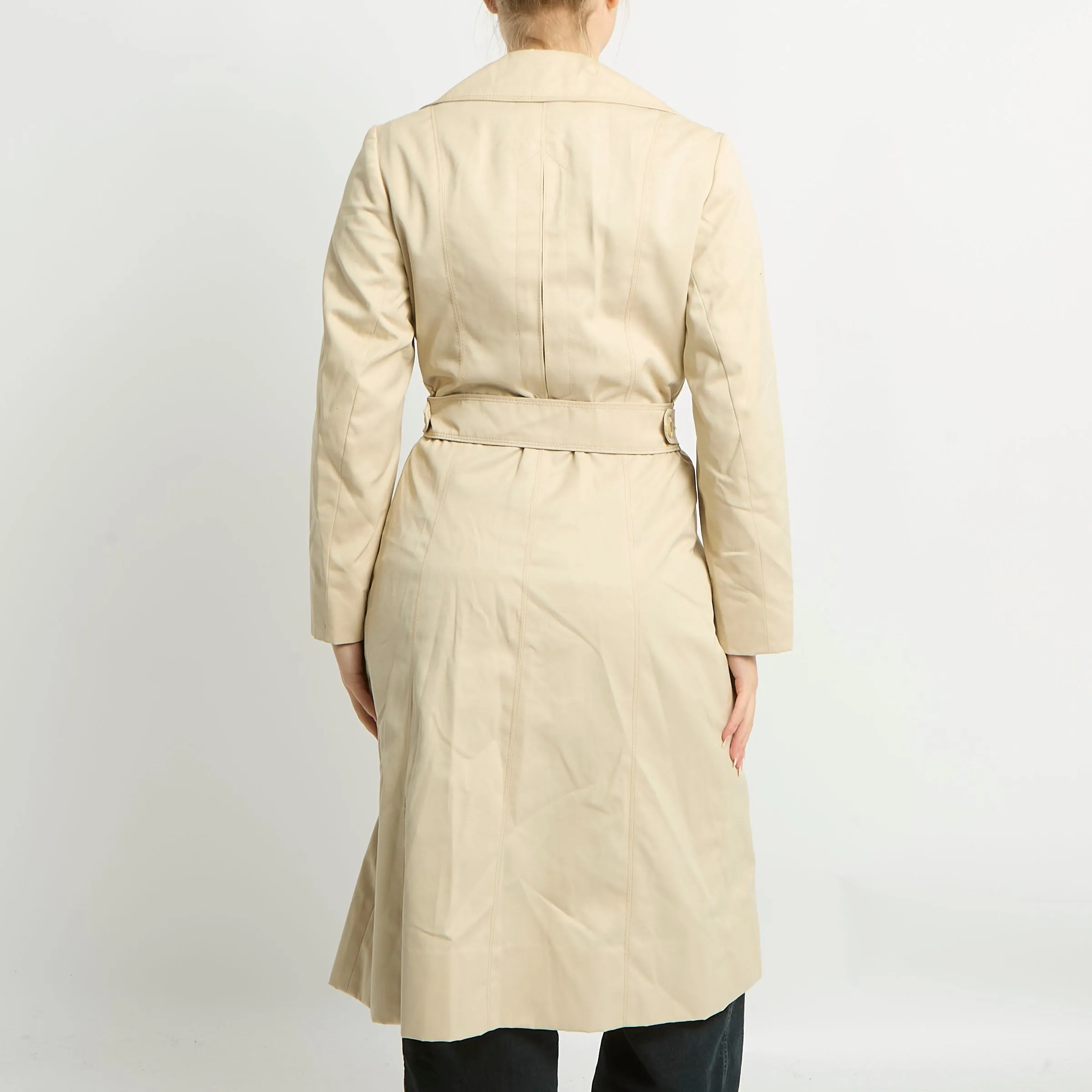 Beige Belted Long Trench Coat - UK 8