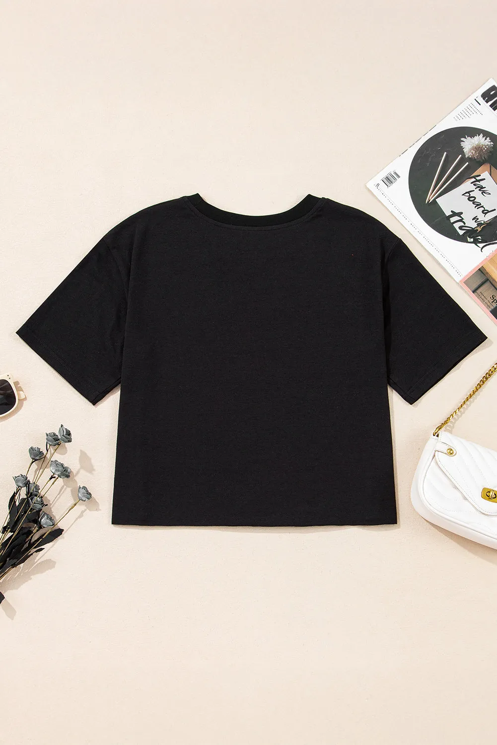 Black Check Peace Top