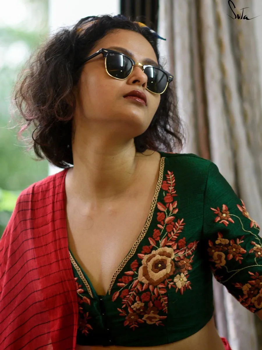 Elegant Floral Feathered Blouse