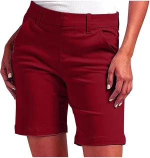Chino Cargo Shorts Women Casual Slim Fit High Waist Summer Knee Length Bermuda SweatShorts for Hiking,Beach,Outdoors