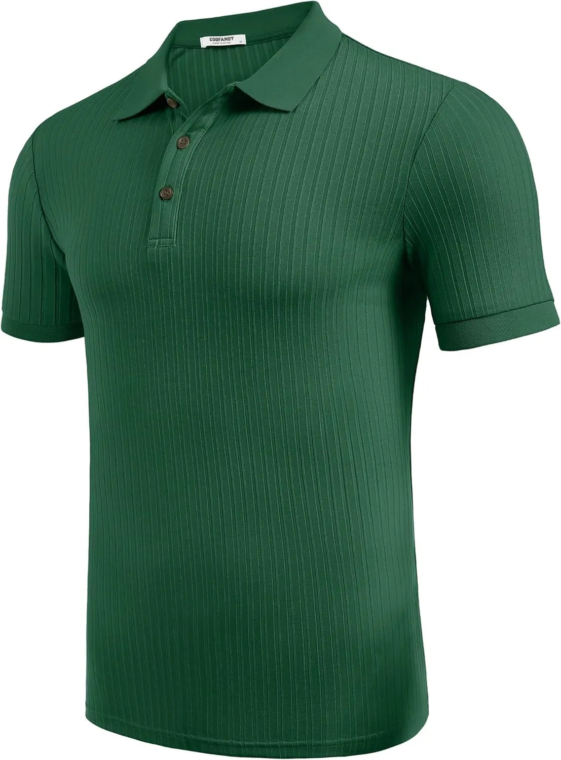 COOFANDY Men's Textured Polo Shirts Short Sleeve Slim Fit Casual Button Polo T-Shirt Summer Collared Golf Shirt