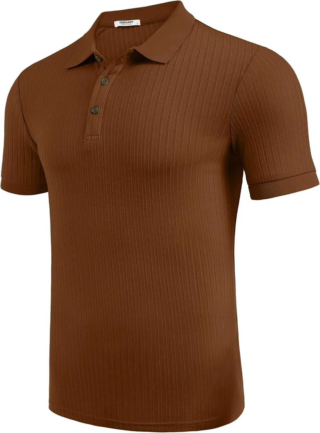 COOFANDY Men's Textured Polo Shirts Short Sleeve Slim Fit Casual Button Polo T-Shirt Summer Collared Golf Shirt