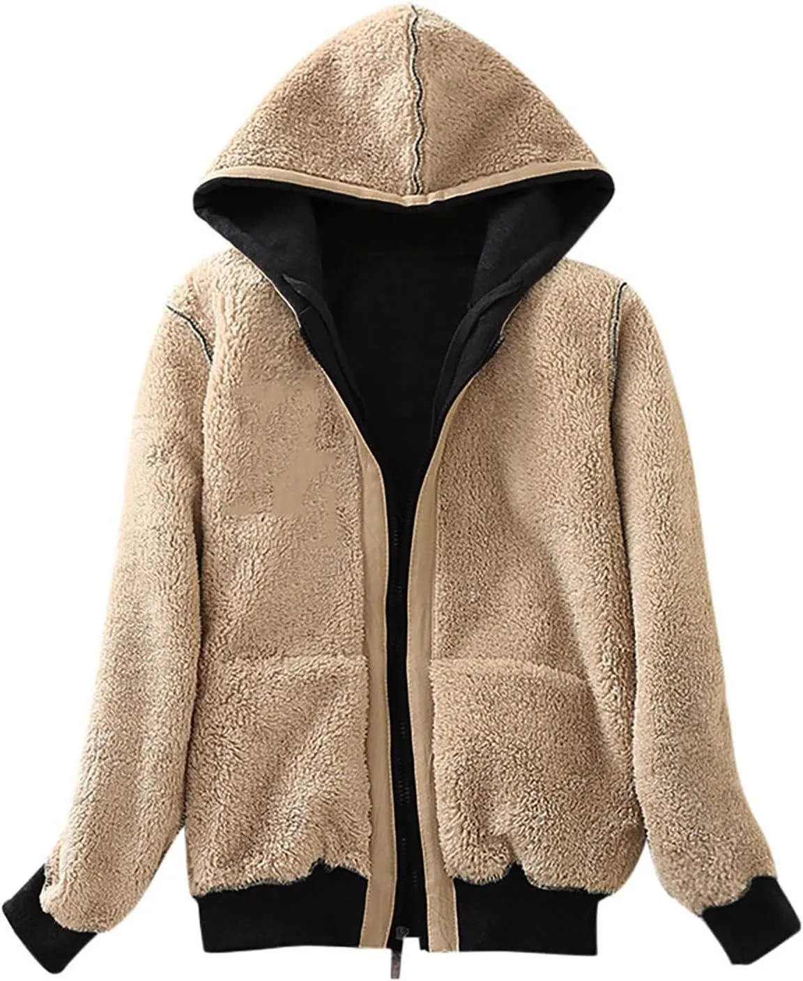 COTECRAM Winter Coats for Women Fashion Plus Size Sharpa Jacket Fleece Warm Hoodie Outwear Plush Sweatshirt Thick Fuzzy Tops