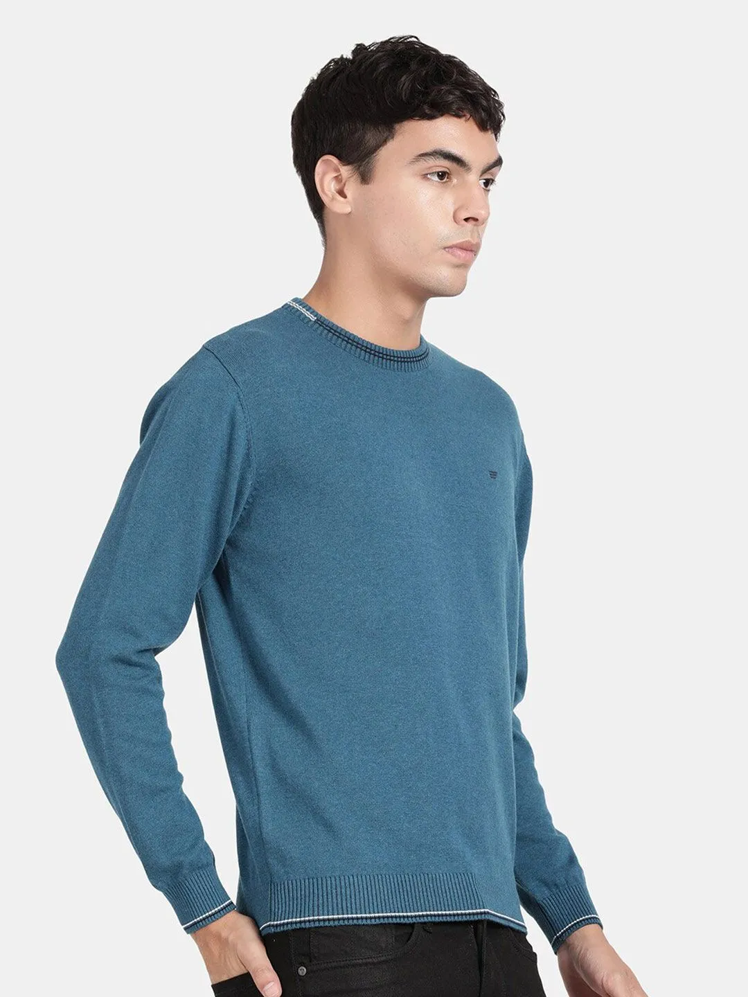 Crew Neck Seaport Melange Full Sleeve Pullover