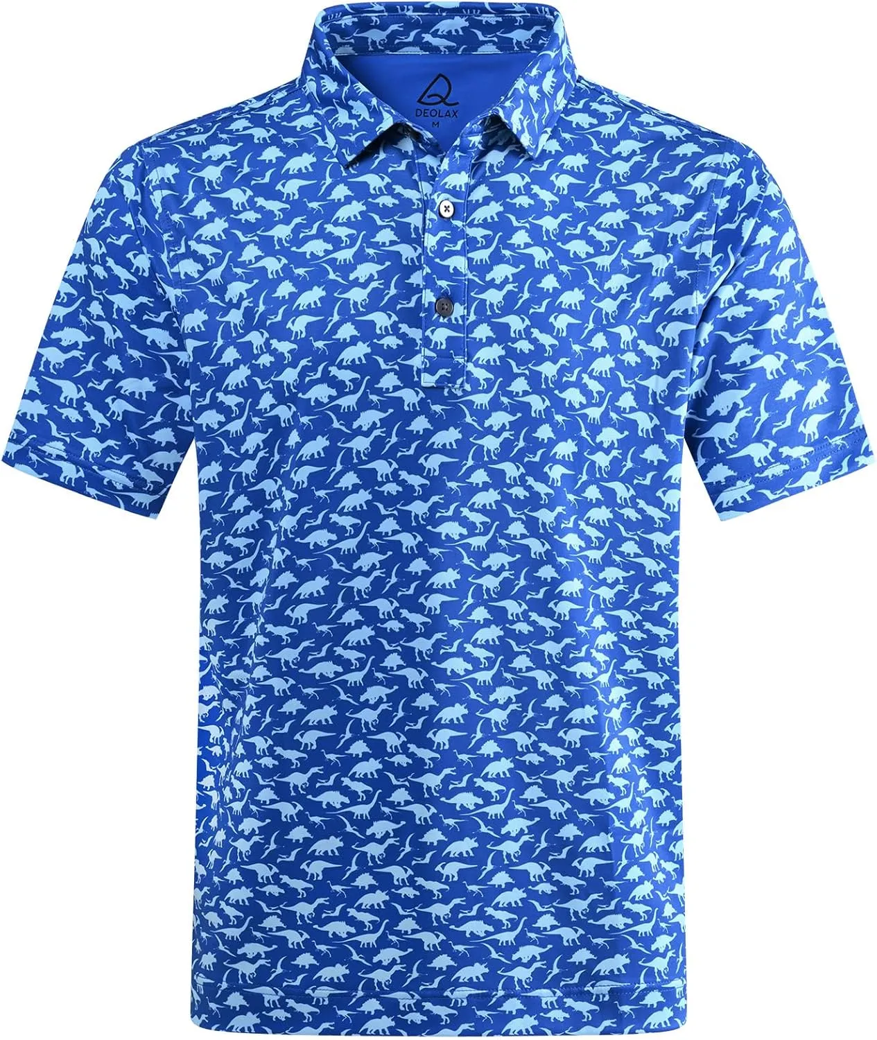 DEOLAX Mens Golf Shirt Moisture Wicking Dry Fit Performance Mens Polo Shirts Short Sleeve Fashion Print Golf Shirts for Men