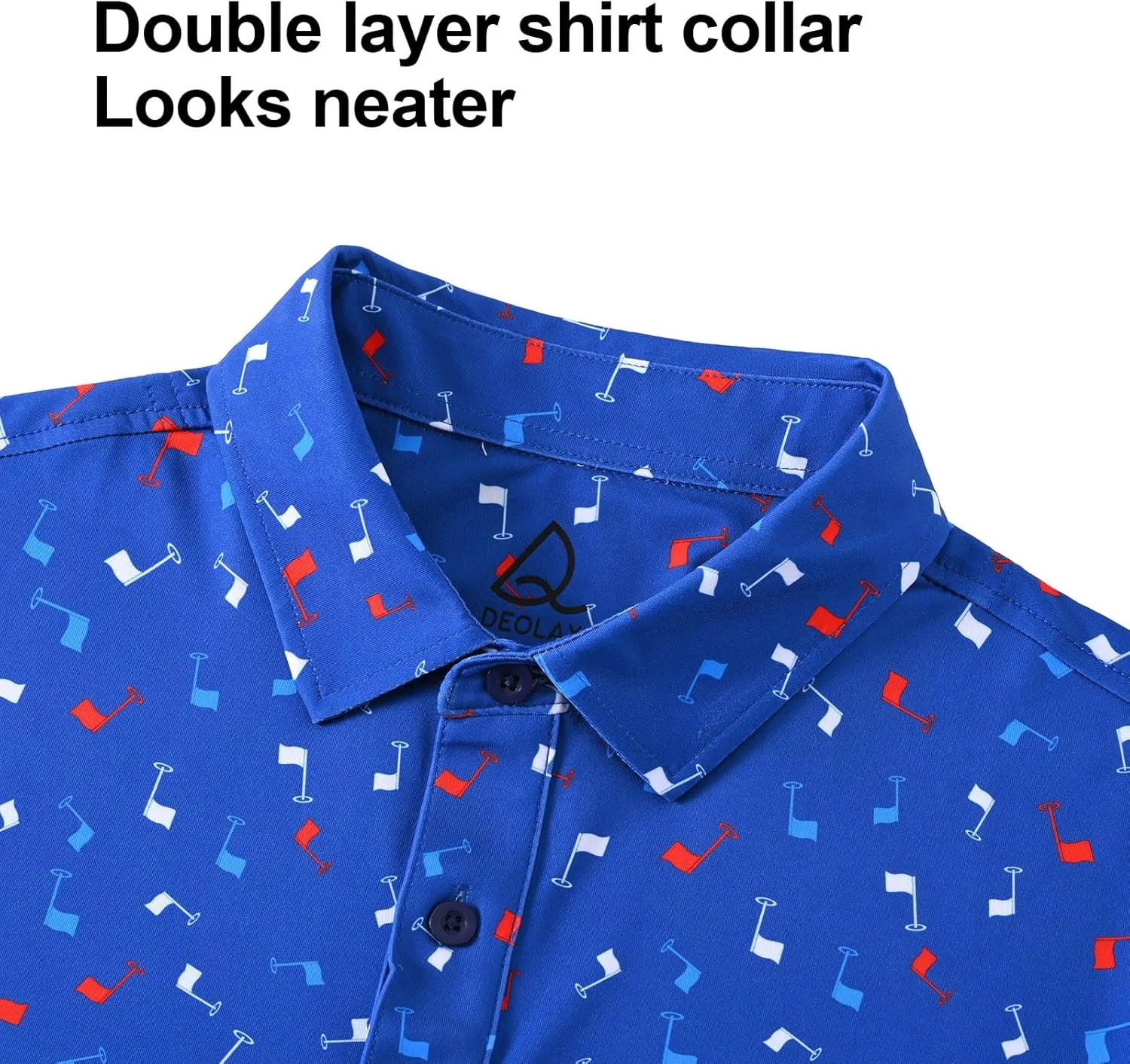DEOLAX Mens Golf Shirt Moisture Wicking Dry Fit Performance Mens Polo Shirts Short Sleeve Fashion Print Golf Shirts for Men