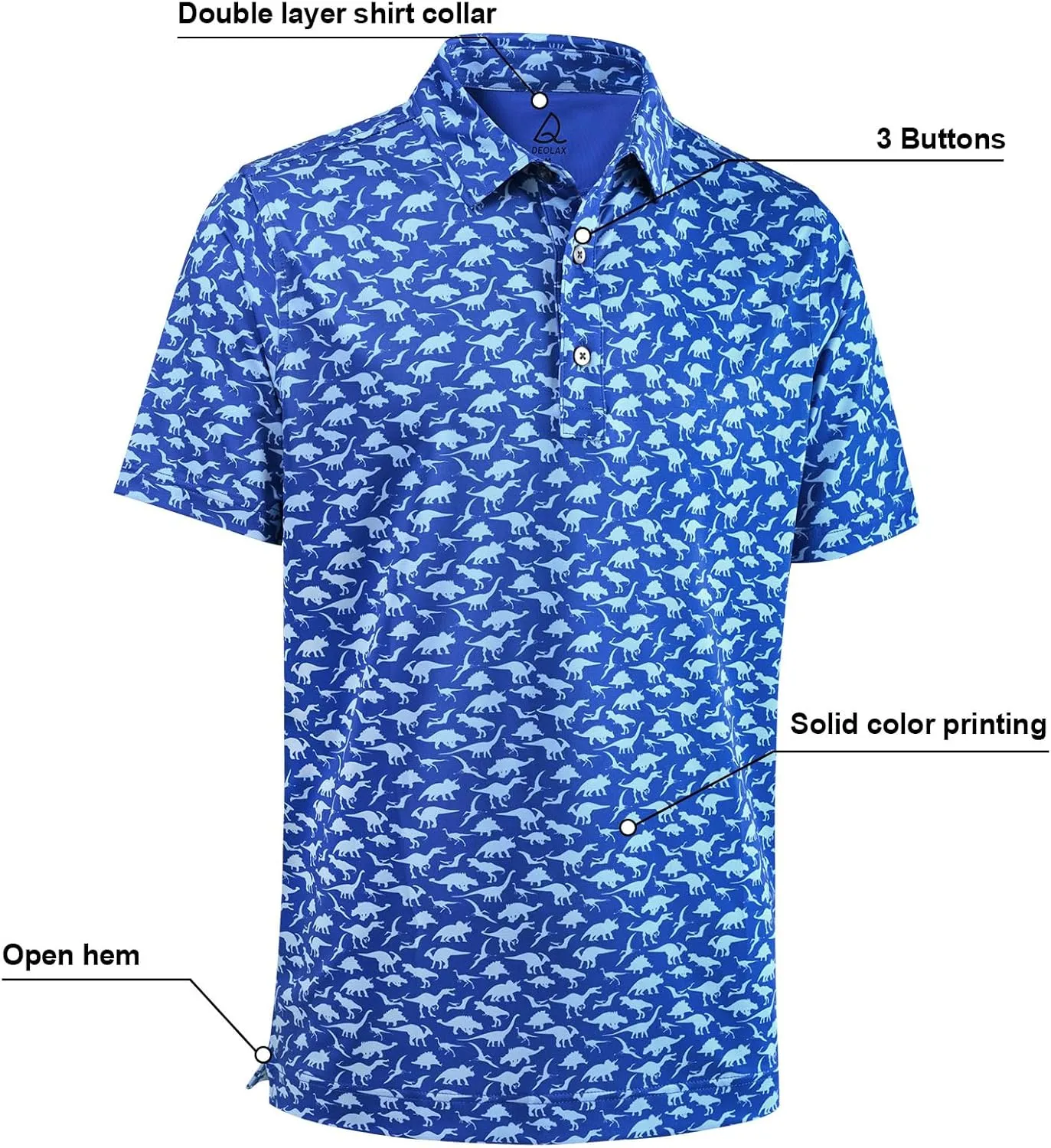 DEOLAX Mens Golf Shirt Moisture Wicking Dry Fit Performance Mens Polo Shirts Short Sleeve Fashion Print Golf Shirts for Men