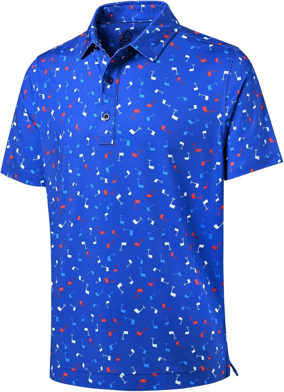 DEOLAX Mens Golf Shirt Moisture Wicking Dry Fit Performance Mens Polo Shirts Short Sleeve Fashion Print Golf Shirts for Men