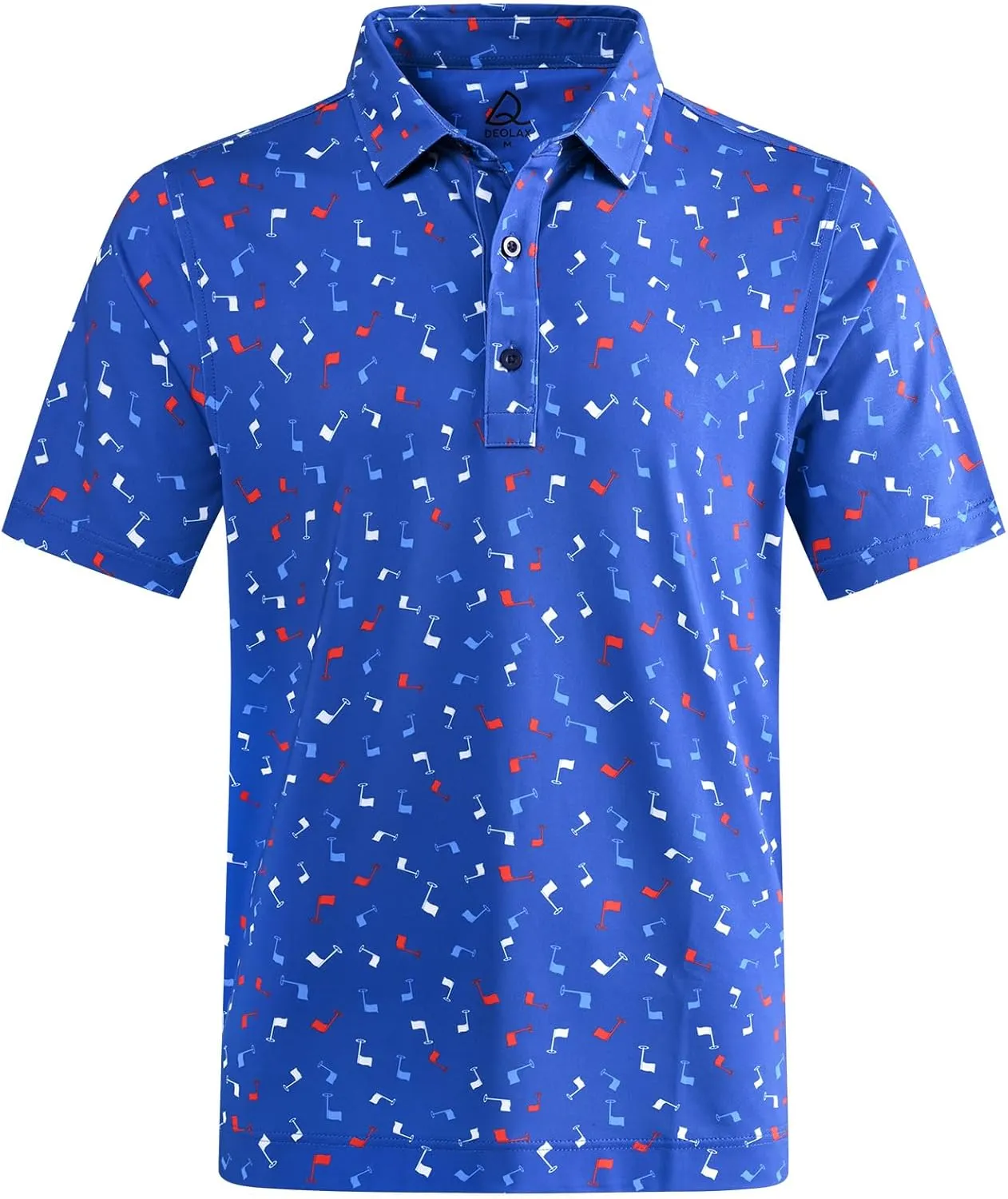 DEOLAX Mens Golf Shirt Moisture Wicking Dry Fit Performance Mens Polo Shirts Short Sleeve Fashion Print Golf Shirts for Men