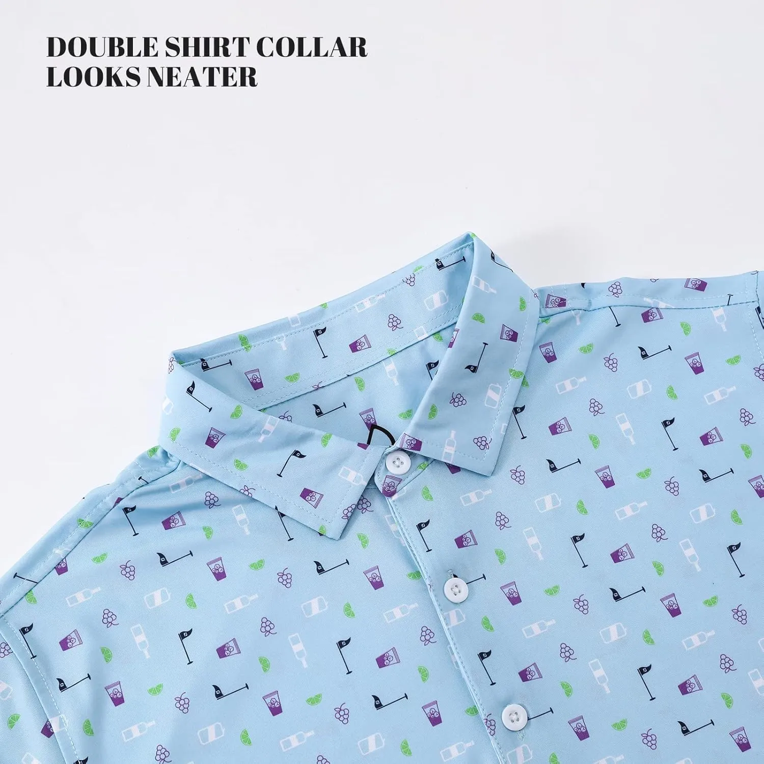 DEOLAX Mens Polo Shirts Moisture Wicking Dry Fit Performance Mens Golf Shirt Regular Fit Fashion Print Short Sleeve Polo