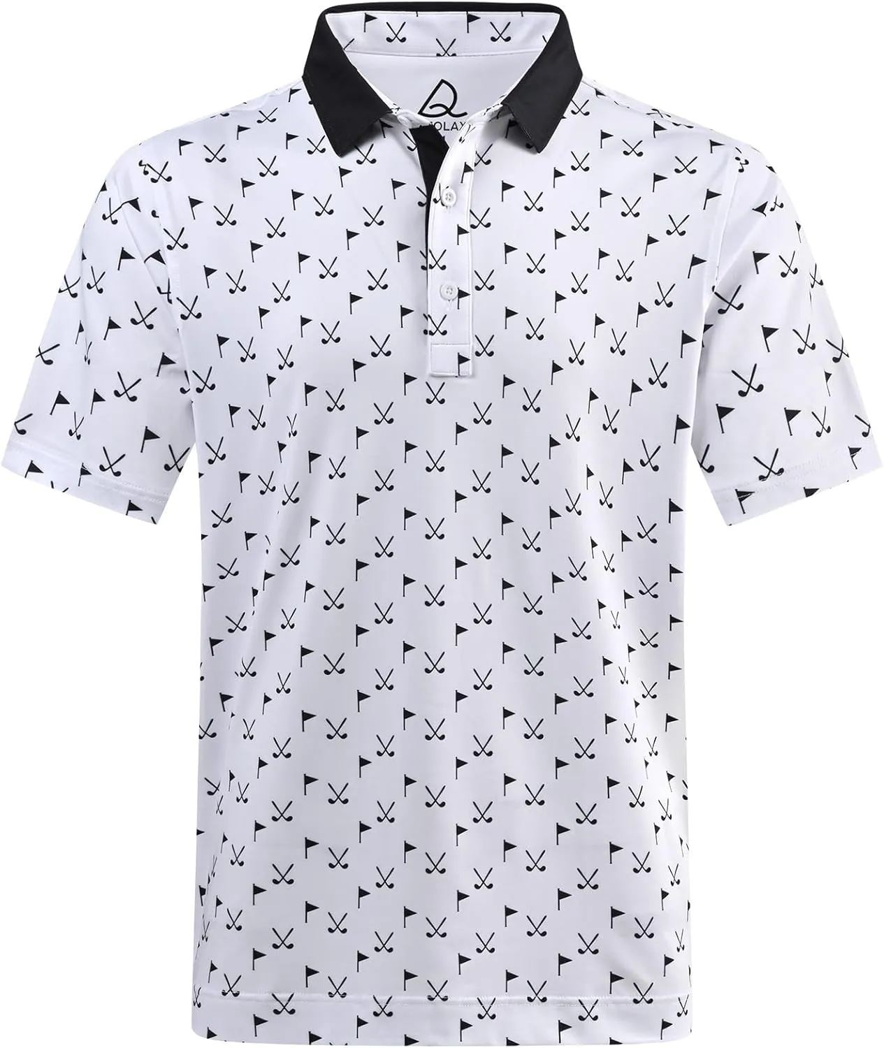DEOLAX Mens Polo Shirts Moisture Wicking Dry Fit Performance Mens Golf Shirt Regular Fit Fashion Print Short Sleeve Polo