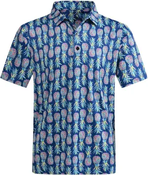 DEOLAX Mens Polo Shirts Moisture Wicking Dry Fit Performance Mens Golf Shirt Regular Fit Fashion Print Short Sleeve Polo