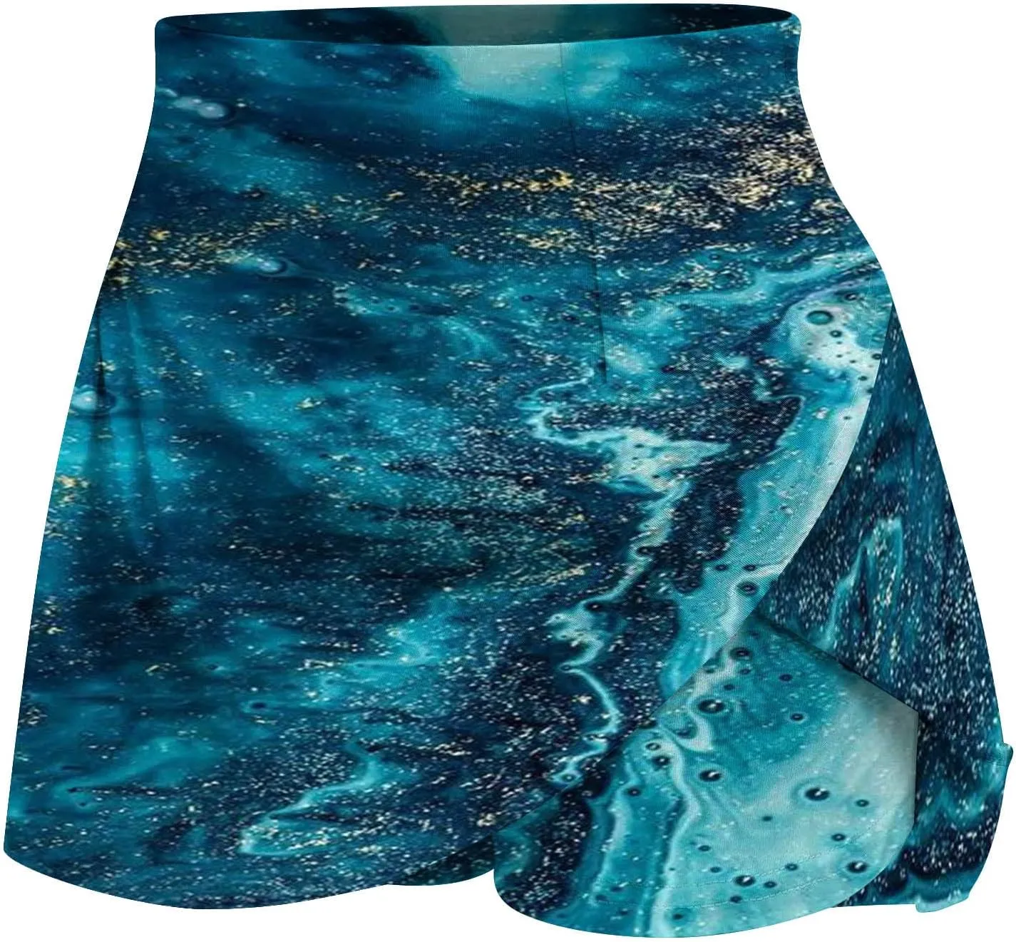 hlysgo Women's Athletic Workout Tennis Skorts Summer Trendy Tie-Dye Print High Waist Flowy Mini Skirt with Inner Shorts
