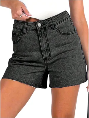 Jean Shorts Womens Cut Off High Waisted Baggy Jorts Loose Wide Leg Denim Bermuda Shorts Raw Hem Trendy Jeans