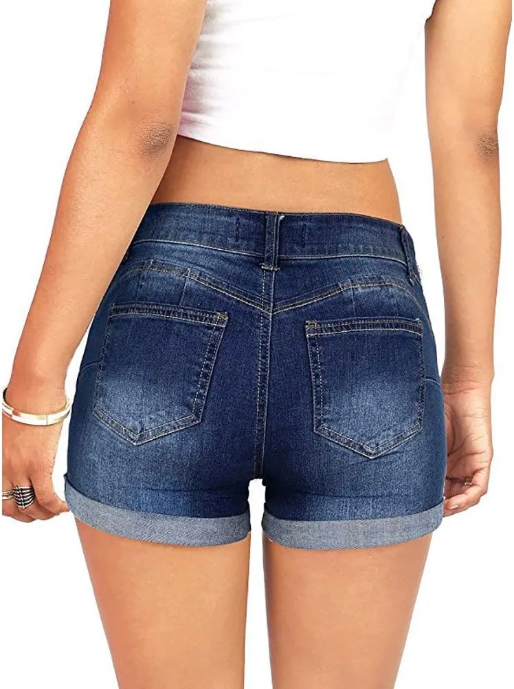 Jean Shorts Womens High Waisted Stretchy Ripped Denim Short Pants Hot Summer Casual Short Pants Y2k Streetwear