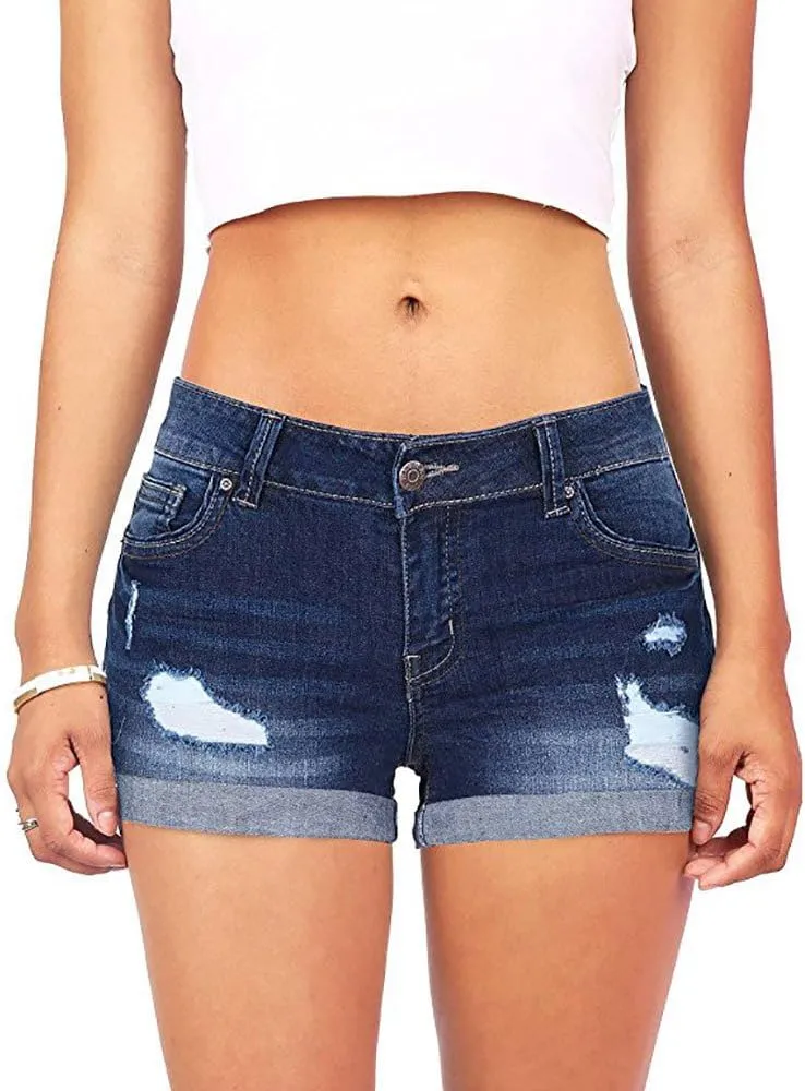 Jean Shorts Womens High Waisted Stretchy Ripped Denim Short Pants Hot Summer Casual Short Pants Y2k Streetwear