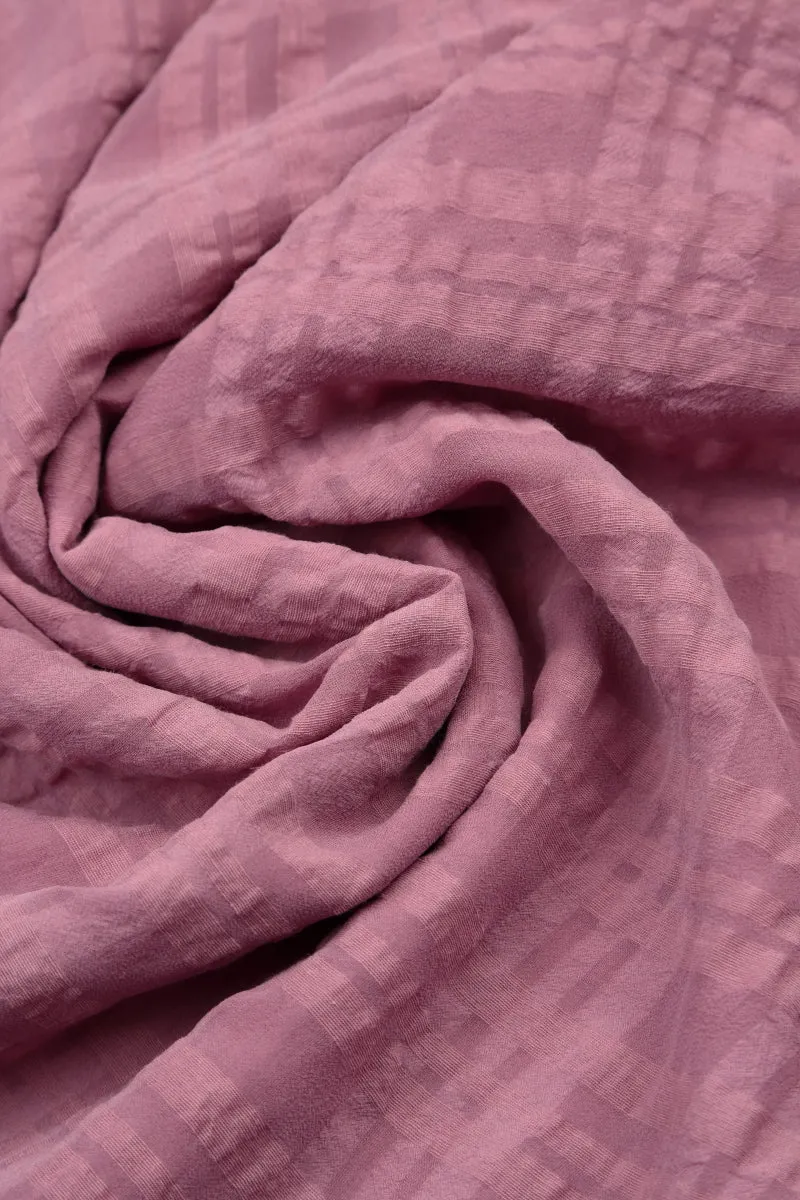 Layered Mauve Taupe Checkered Silk Cotton Blouse