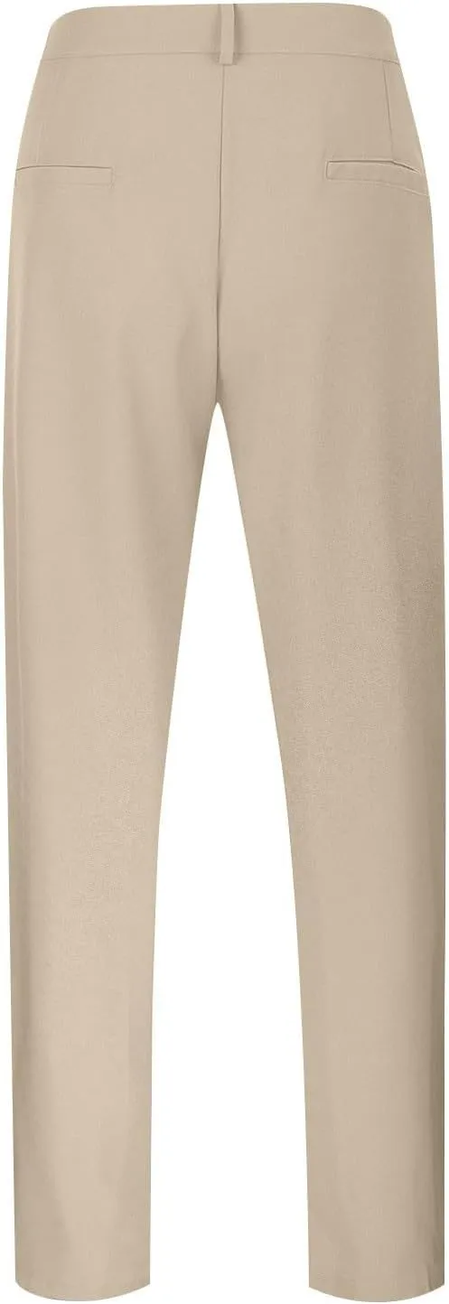 Linen Casual Dress Pants for Men High Waist Button Fly Straight Leg Trendy Formal Work Trousers Loose Beach Travel Pants