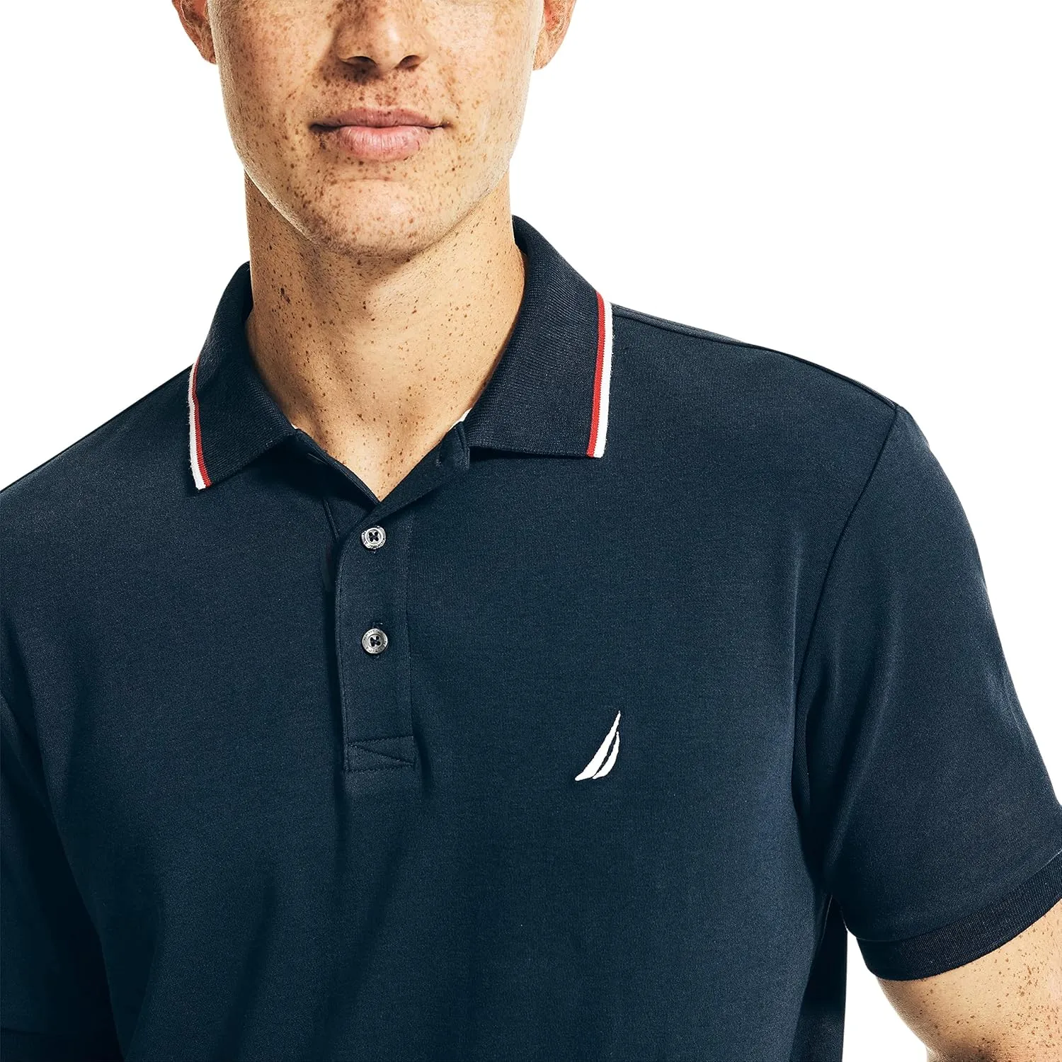 Nautica Men's Classic Fit Short Sleeve Dual Tipped Collar Polo Shirt