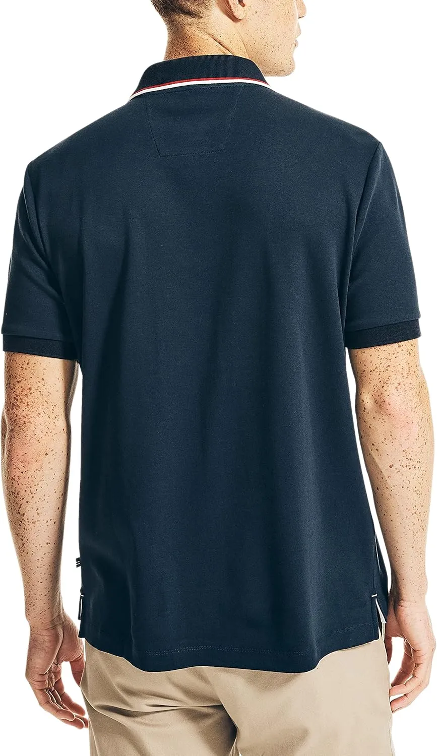 Nautica Men's Classic Fit Short Sleeve Dual Tipped Collar Polo Shirt
