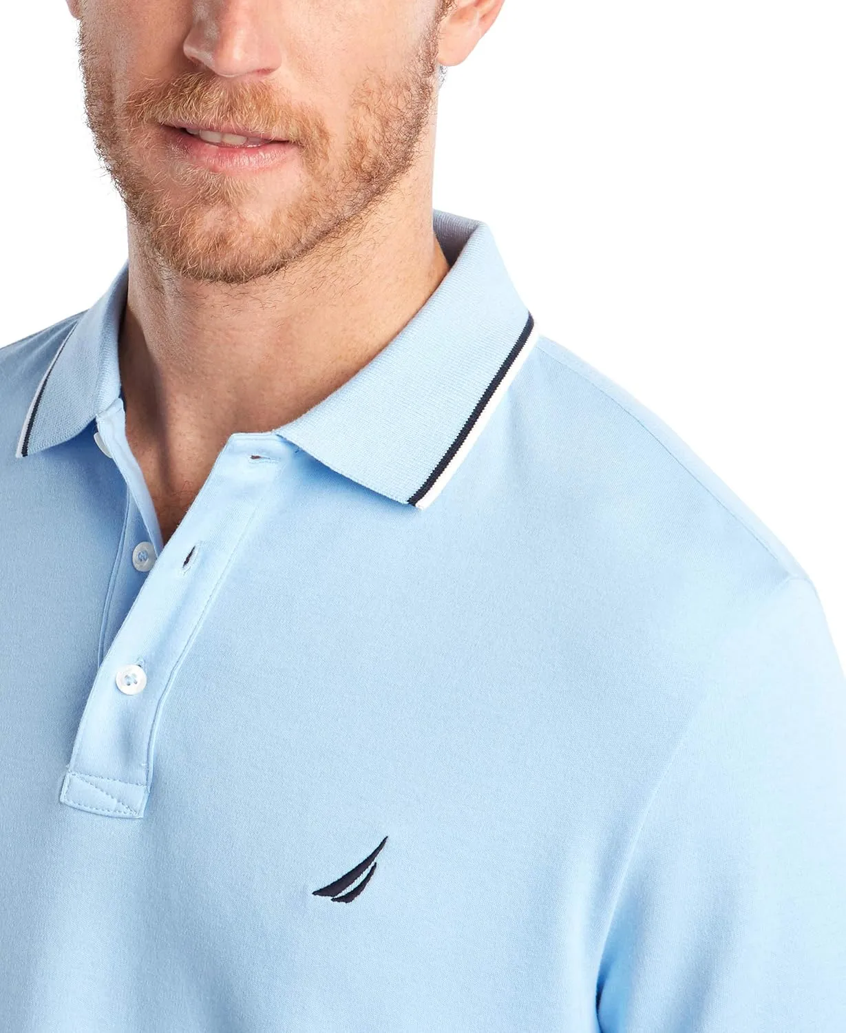 Nautica Men's Classic Fit Short Sleeve Dual Tipped Collar Polo Shirt