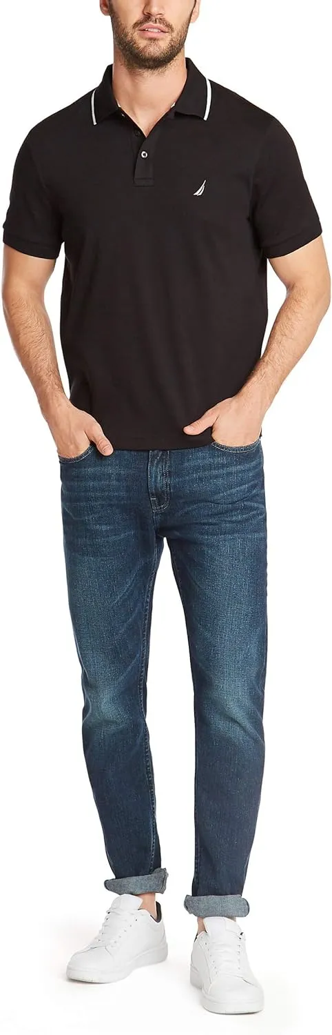 Nautica Men's Classic Fit Short Sleeve Dual Tipped Collar Polo Shirt