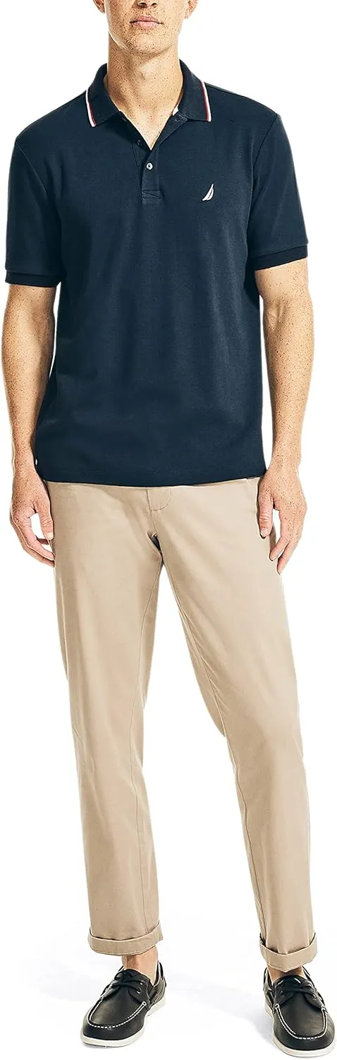 Nautica Men's Classic Fit Short Sleeve Dual Tipped Collar Polo Shirt