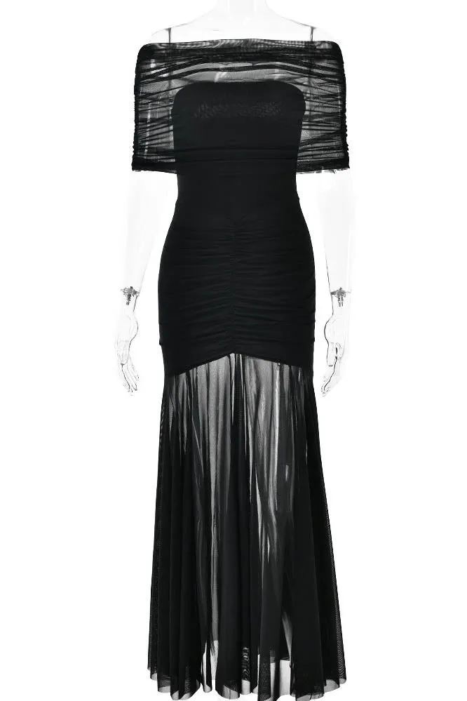 Nocturne Whisper  Fitted Backless Dress
