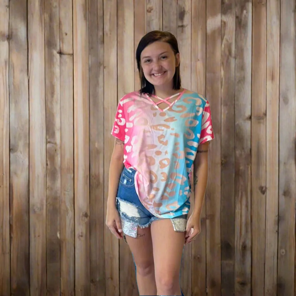 Pink Leopard Print T shirt
