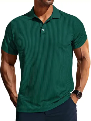 PJ PAUL JONES Mens Texture Polo Shirts Casual Wrinkle Free Elasticity Short Sleeve Knit Golf Shirt Tops
