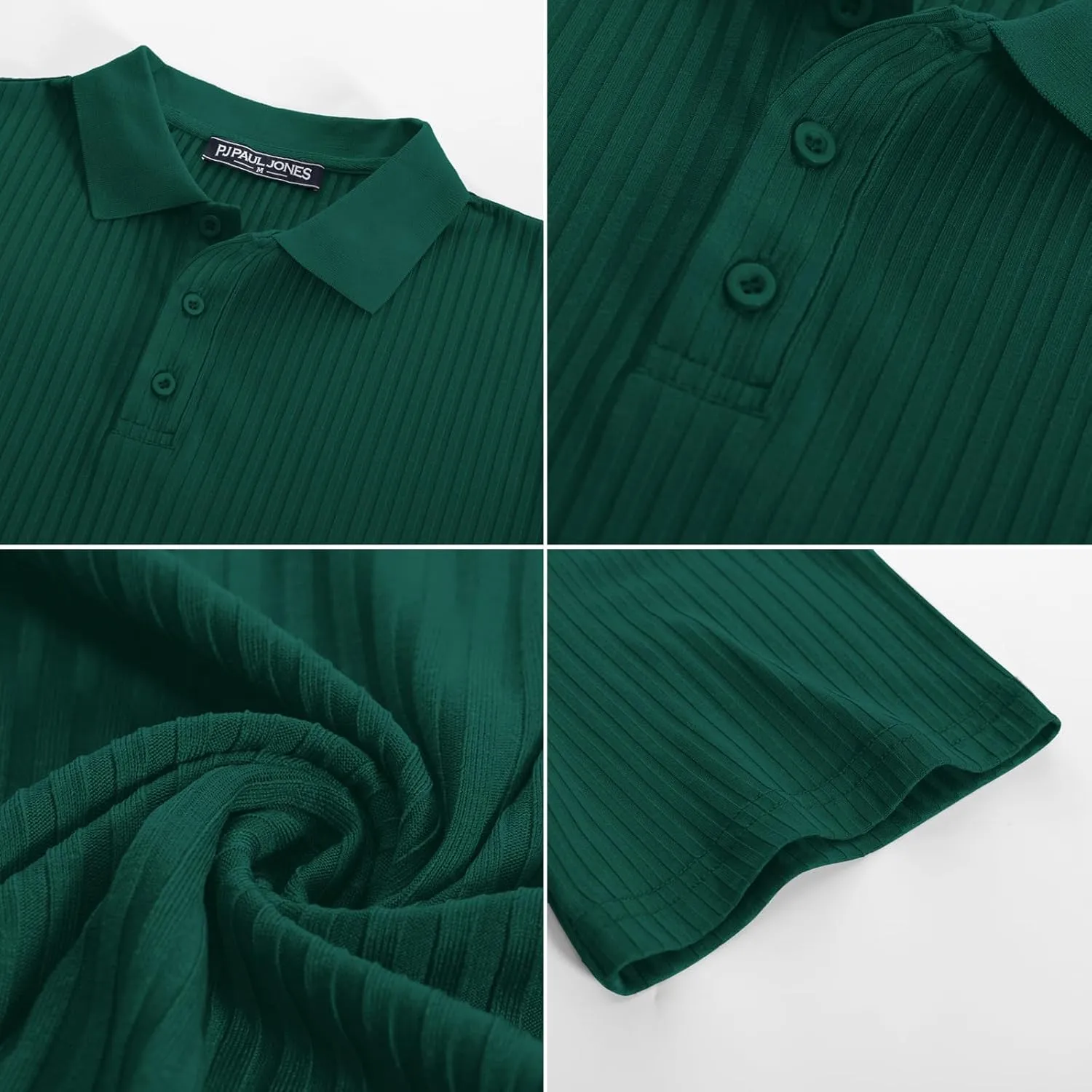PJ PAUL JONES Mens Texture Polo Shirts Casual Wrinkle Free Elasticity Short Sleeve Knit Golf Shirt Tops