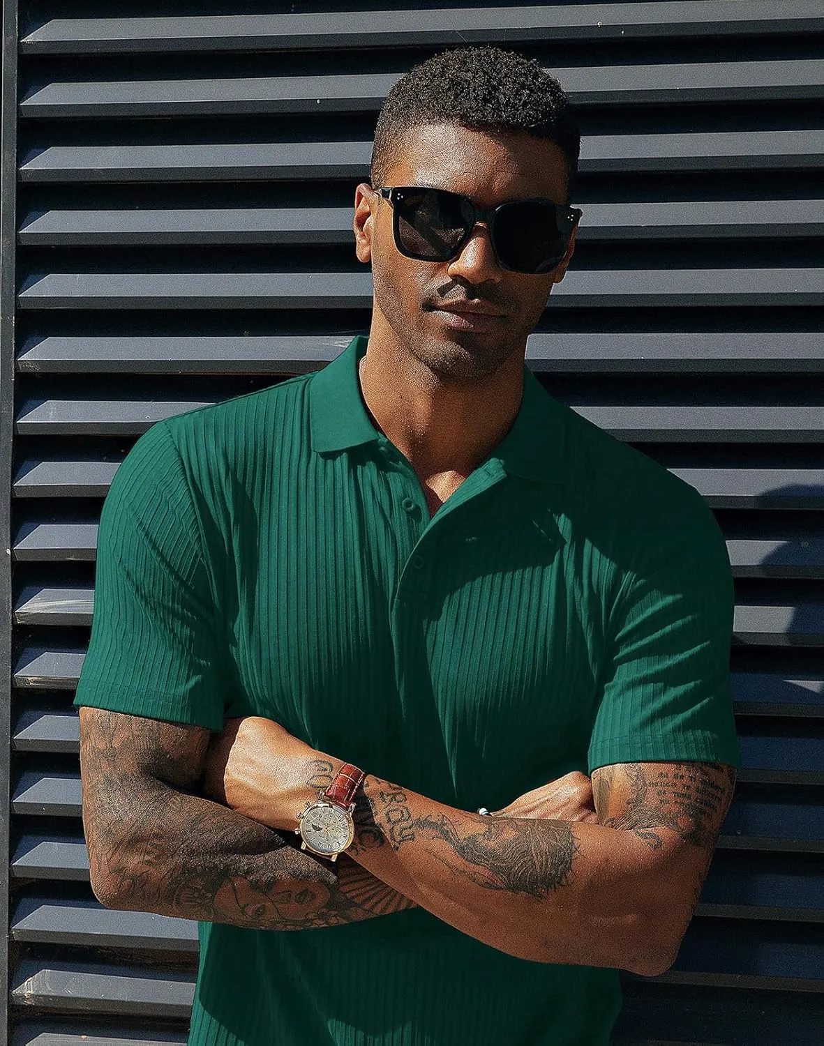 PJ PAUL JONES Mens Texture Polo Shirts Casual Wrinkle Free Elasticity Short Sleeve Knit Golf Shirt Tops