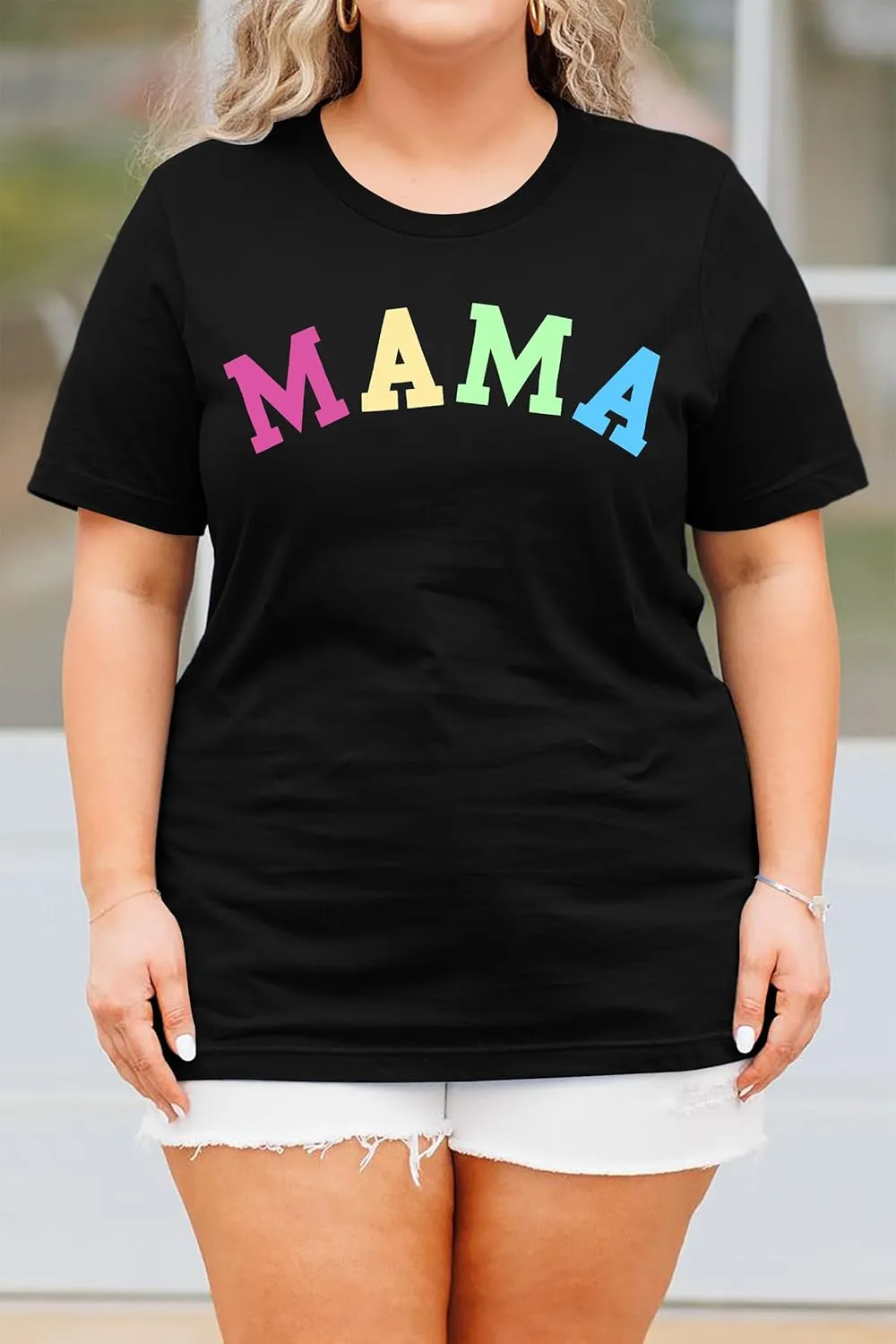 Plus Size Mama Shirt: Women Mama Leopard Print T-Shirt Funny Mom Life Top Mother Short Sleeve Tee