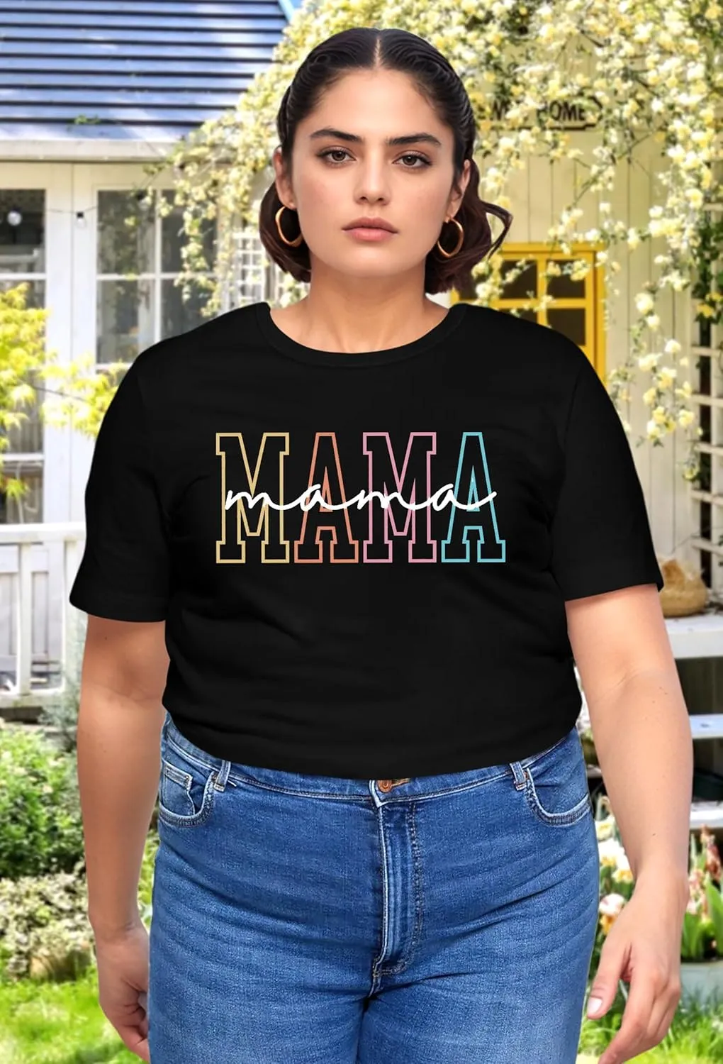 Plus Size Mama Shirt: Women Mama Leopard Print T-Shirt Funny Mom Life Top Mother Short Sleeve Tee
