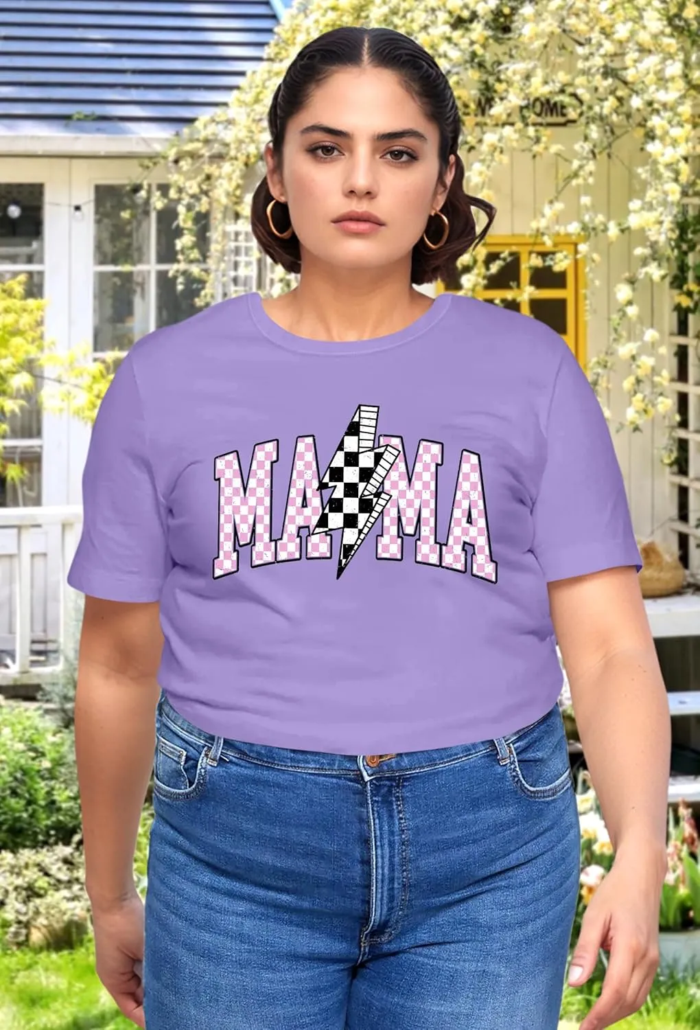 Plus Size Mama Shirt: Women Mama Leopard Print T-Shirt Funny Mom Life Top Mother Short Sleeve Tee