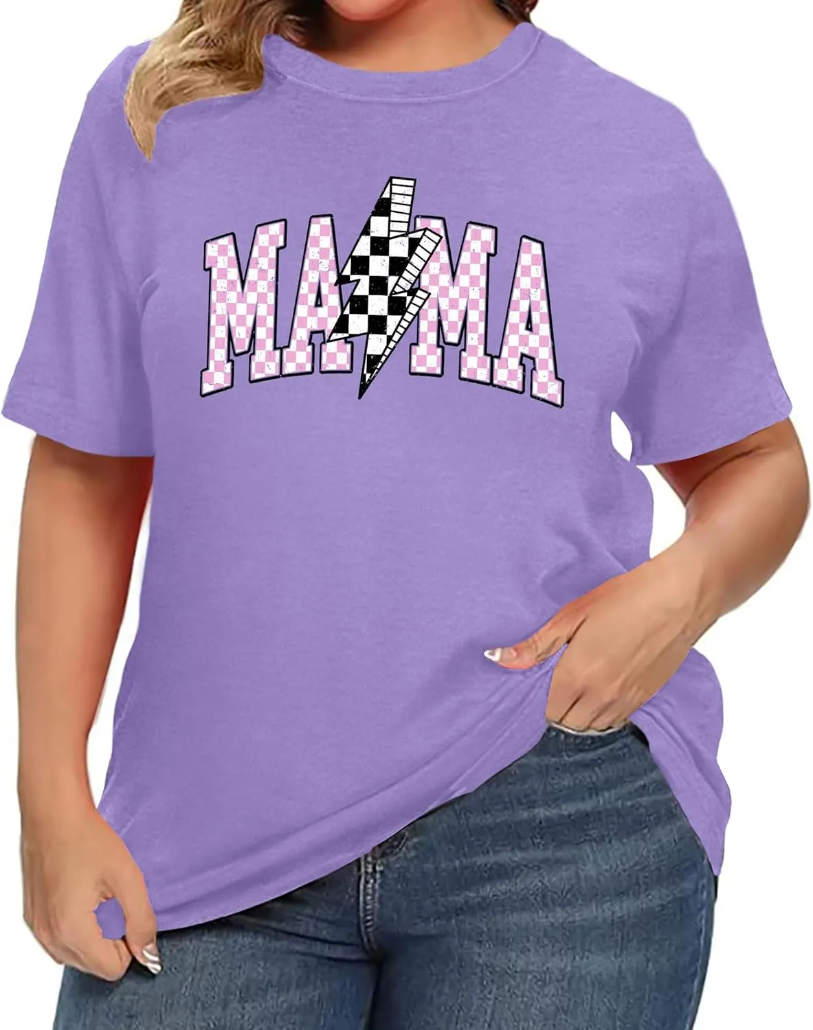 Plus Size Mama Shirt: Women Mama Leopard Print T-Shirt Funny Mom Life Top Mother Short Sleeve Tee