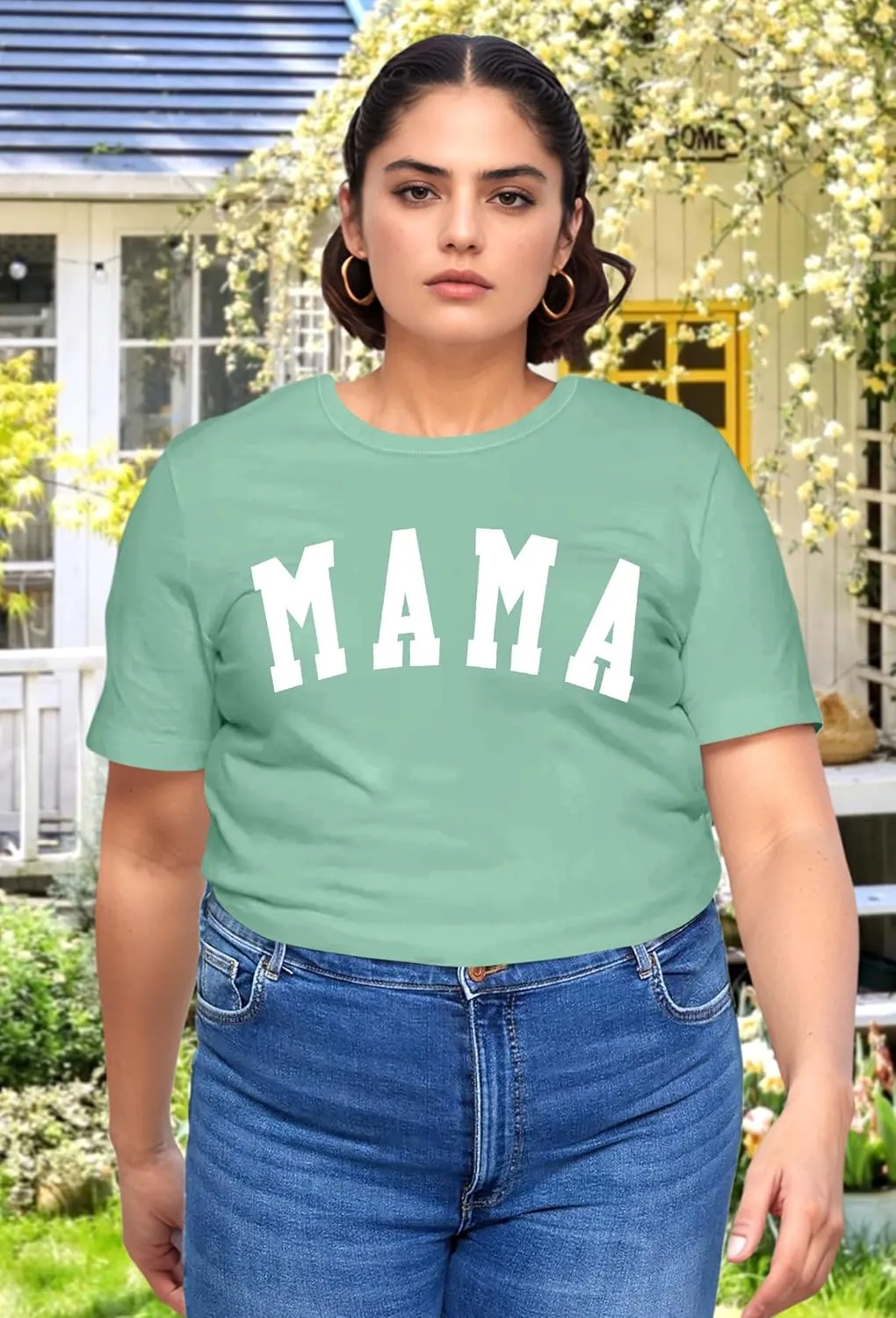 Plus Size Mama Shirt: Women Mama Leopard Print T-Shirt Funny Mom Life Top Mother Short Sleeve Tee