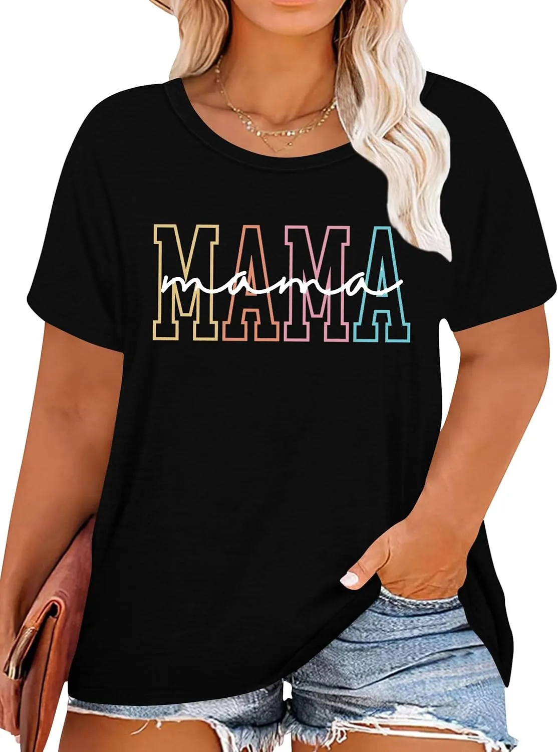 Plus Size Mama Shirt: Women Mama Leopard Print T-Shirt Funny Mom Life Top Mother Short Sleeve Tee