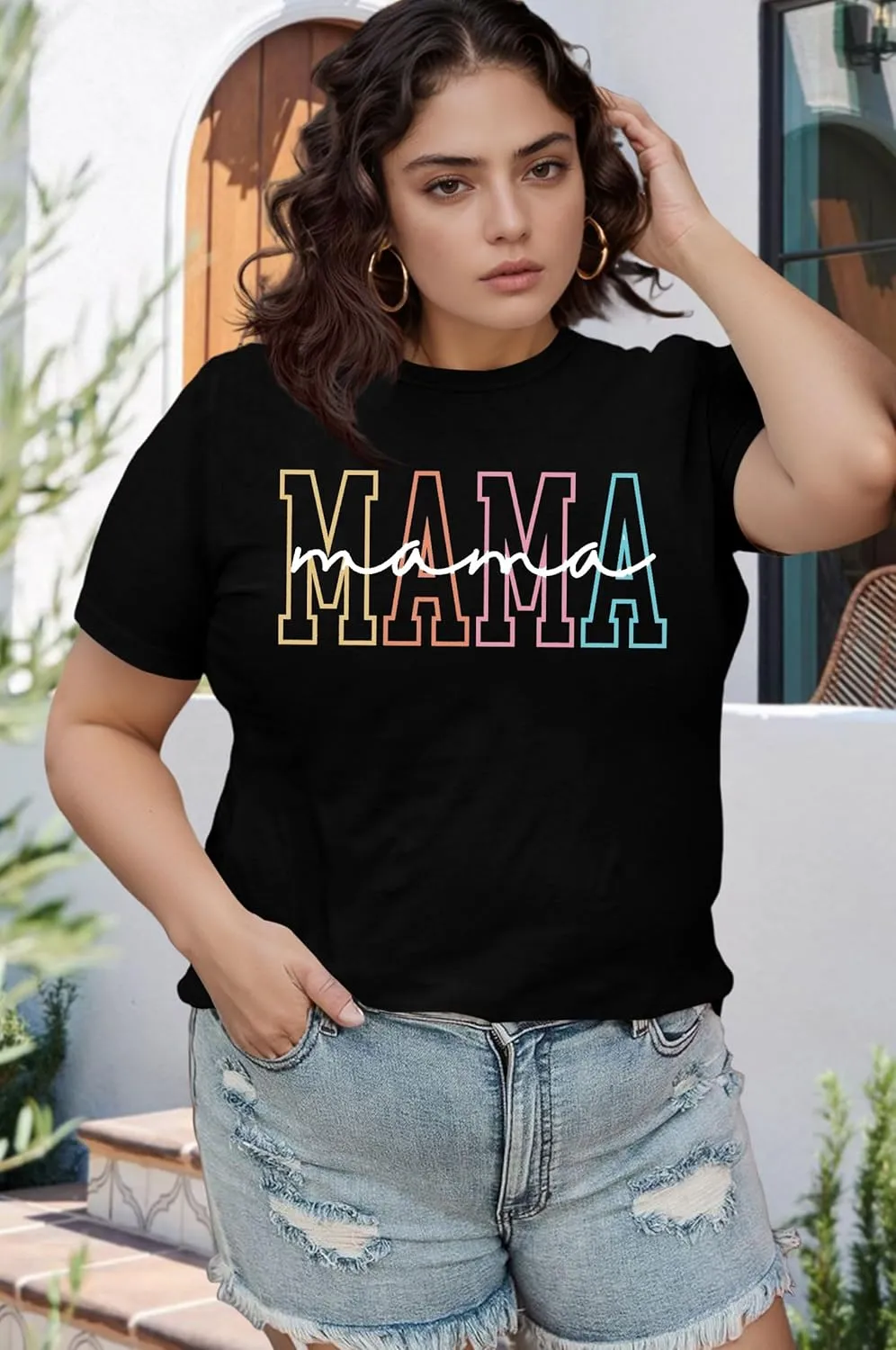 Plus Size Mama Shirt: Women Mama Leopard Print T-Shirt Funny Mom Life Top Mother Short Sleeve Tee