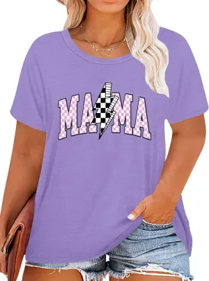 Plus Size Mama Shirt: Women Mama Leopard Print T-Shirt Funny Mom Life Top Mother Short Sleeve Tee
