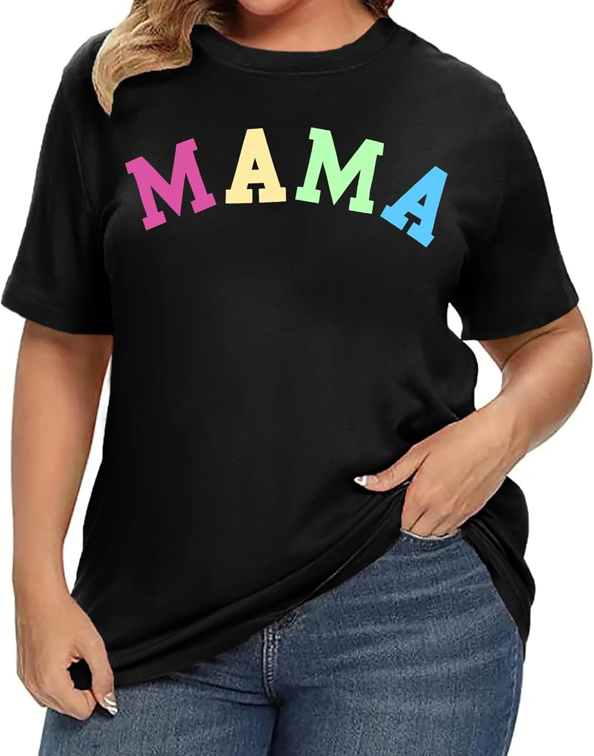 Plus Size Mama Shirt: Women Mama Leopard Print T-Shirt Funny Mom Life Top Mother Short Sleeve Tee