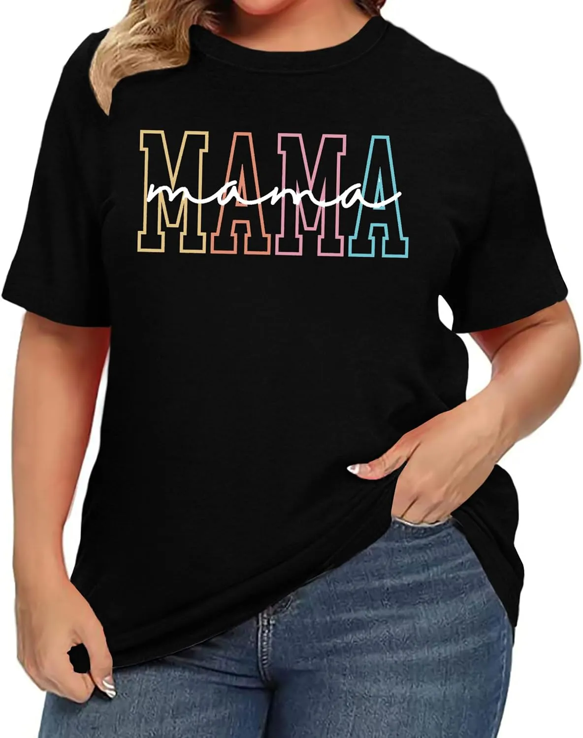 Plus Size Mama Shirt: Women Mama Leopard Print T-Shirt Funny Mom Life Top Mother Short Sleeve Tee