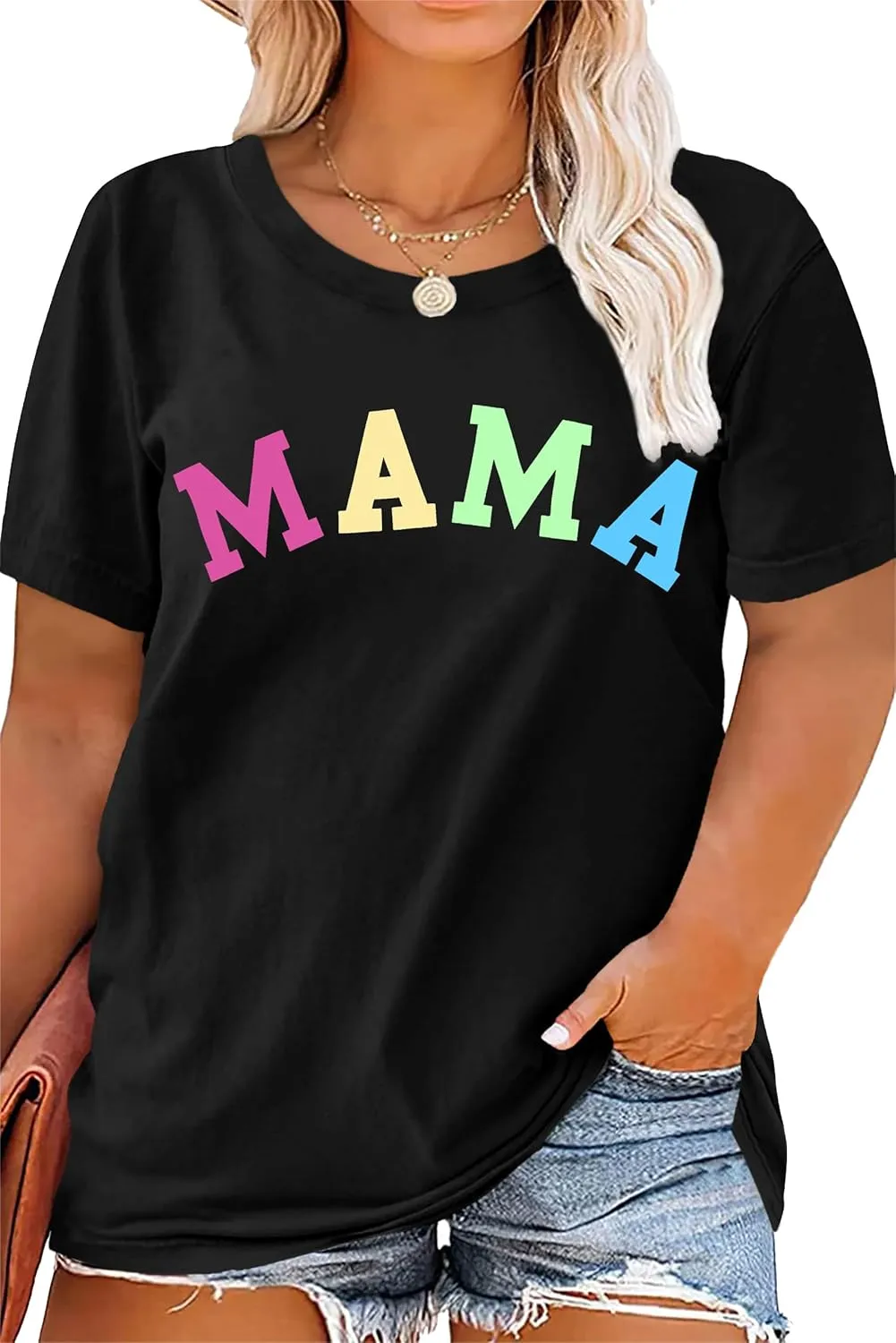 Plus Size Mama Shirt: Women Mama Leopard Print T-Shirt Funny Mom Life Top Mother Short Sleeve Tee