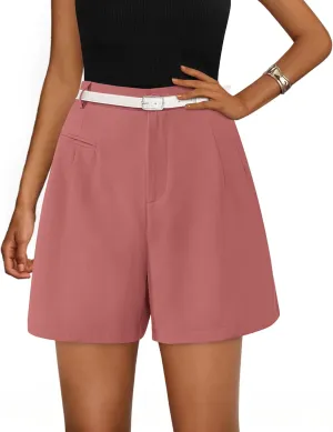 PRETTYGARDEN Shorts for Women Dressy 2025 Summer Elastic High Waisted Wide Leg Business Casual Work Shorts with Pockets