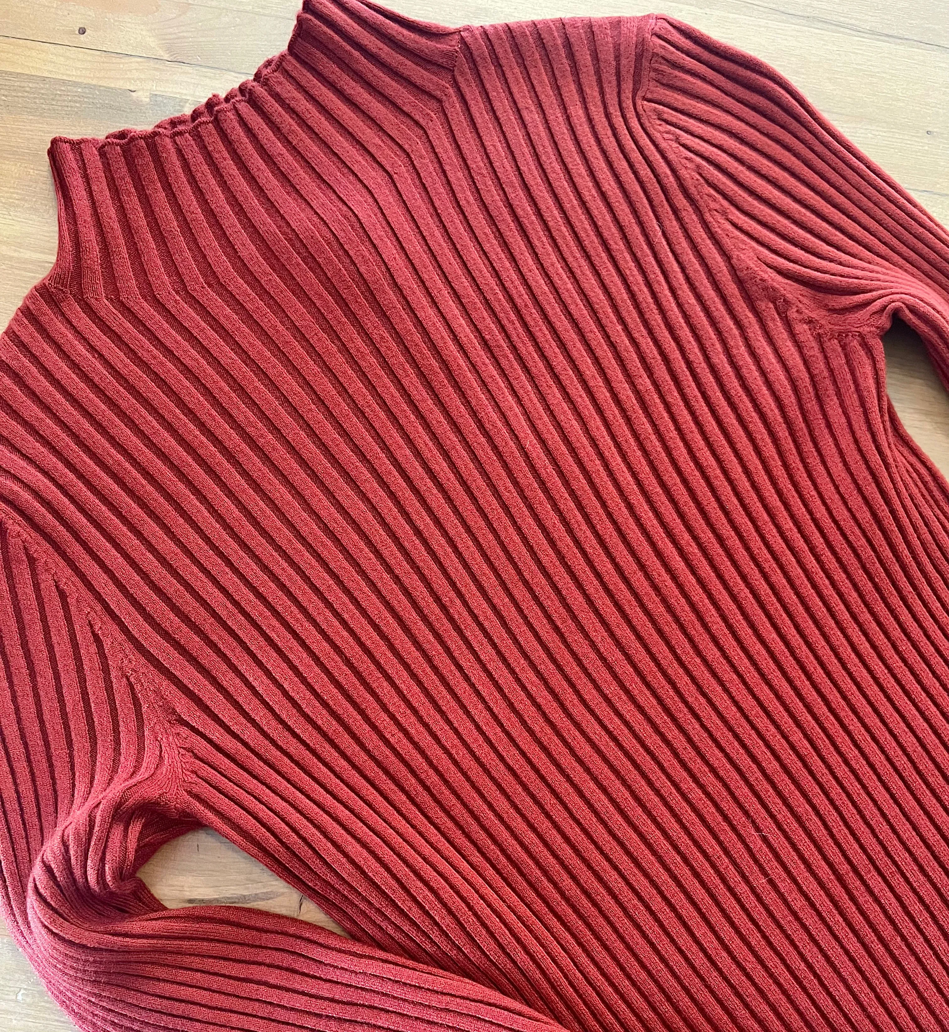 Red Ribbed Sweater Dress