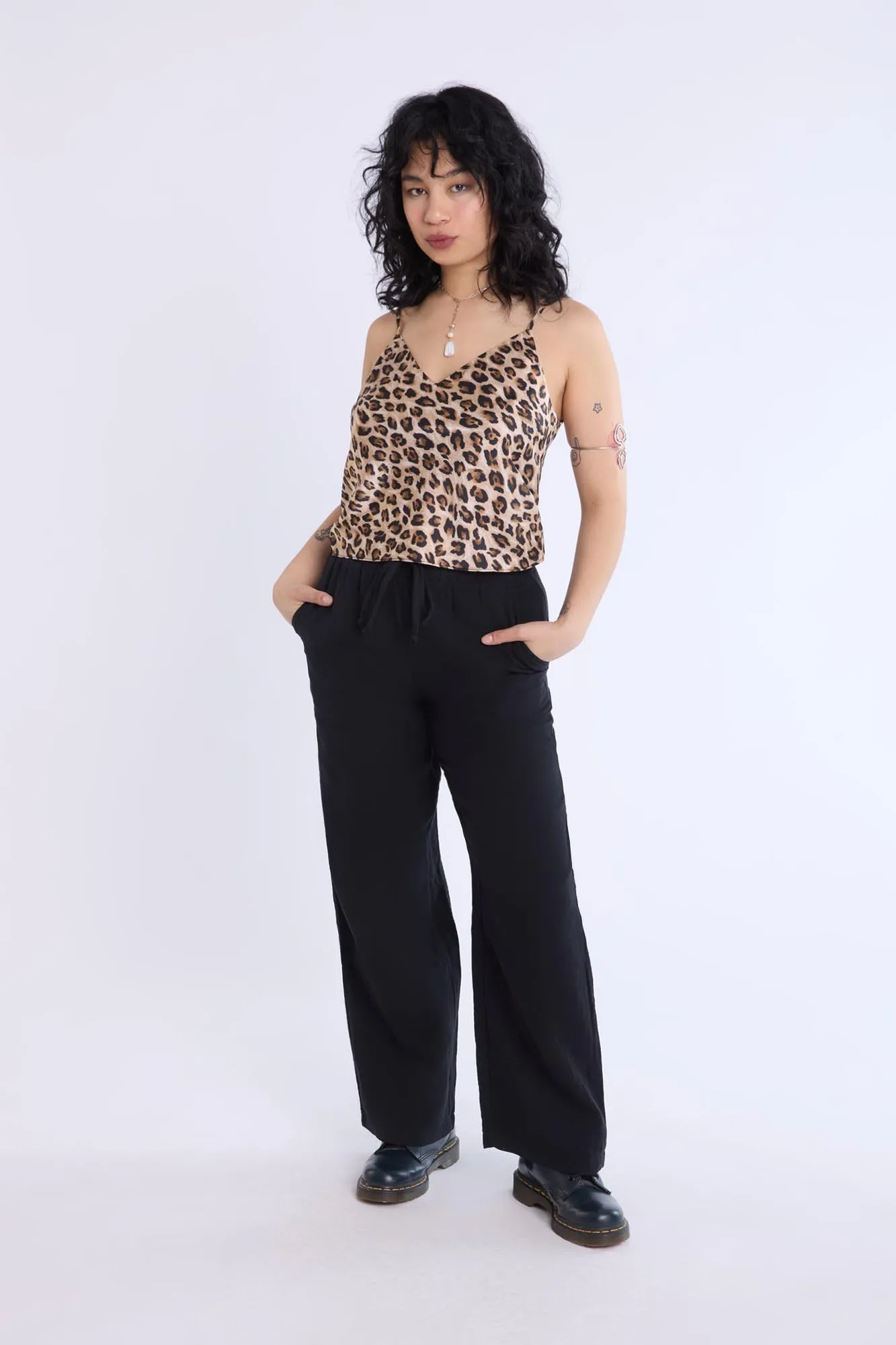 Satin Leopard Print V-Neck Cami
