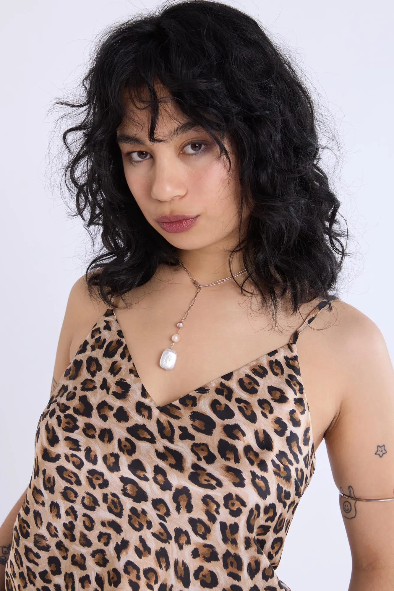 Satin Leopard Print V-Neck Cami