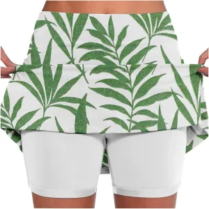Skorts for Women Summer Tennis Elastic High Waisted Floral Printed Gym Skirts Comfort Trendy Lightweight Running Shorts
